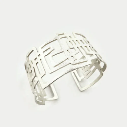 Modernist Wide Silver Cuff Bracelet