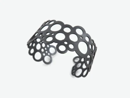 Circles Geometric Oxidized Silver Cuff Bracelet