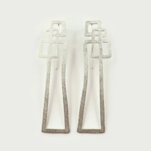 Abstract Line Silver Dangle Earrings