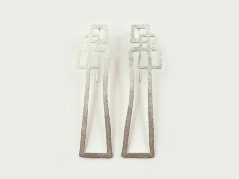 Abstract Line Silver Dangle Earrings