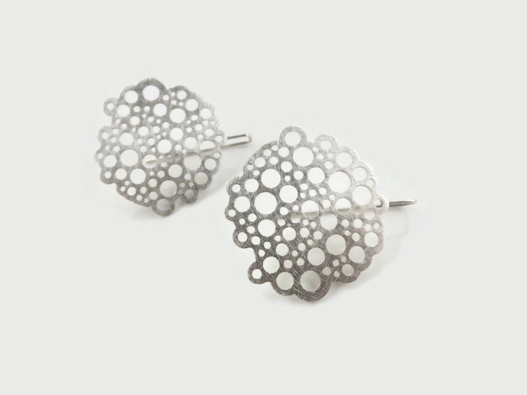 Artistic Circles Silver Dangle Earrings