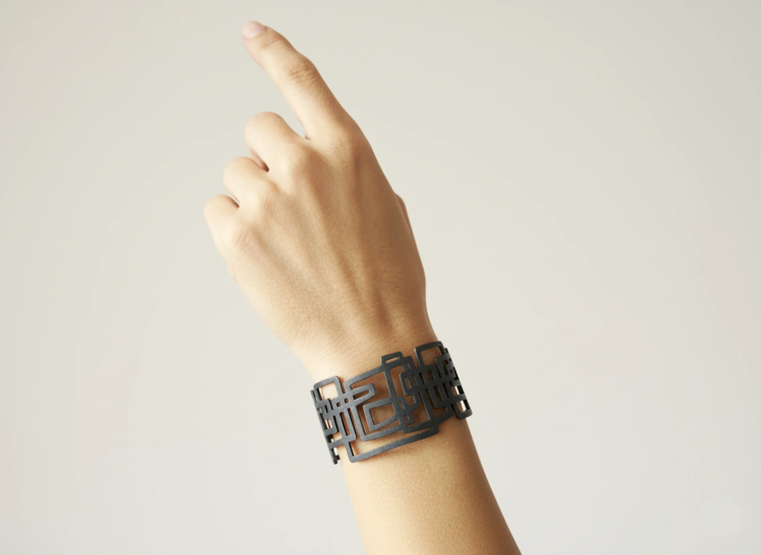 Linear Geometric Oxidized Silver Cuff Bracelet