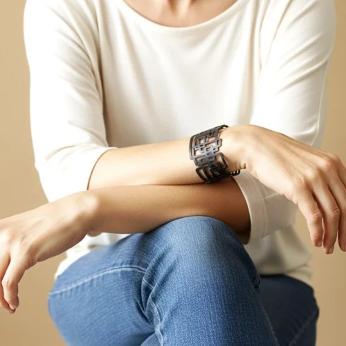 Linear Geometric Oxidized Silver Cuff Bracelet