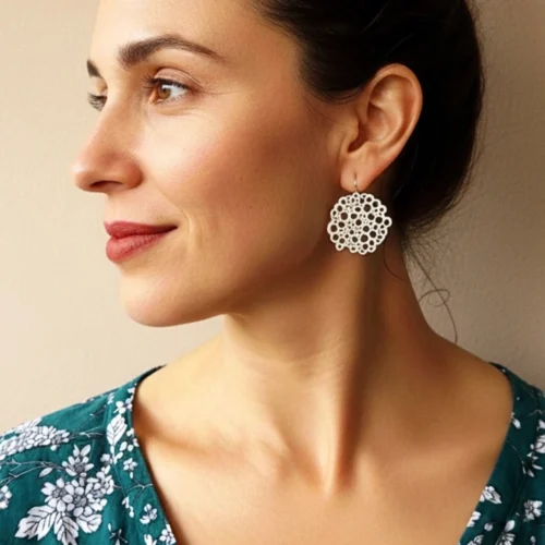 Artistic Circles Silver Dangle Earrings