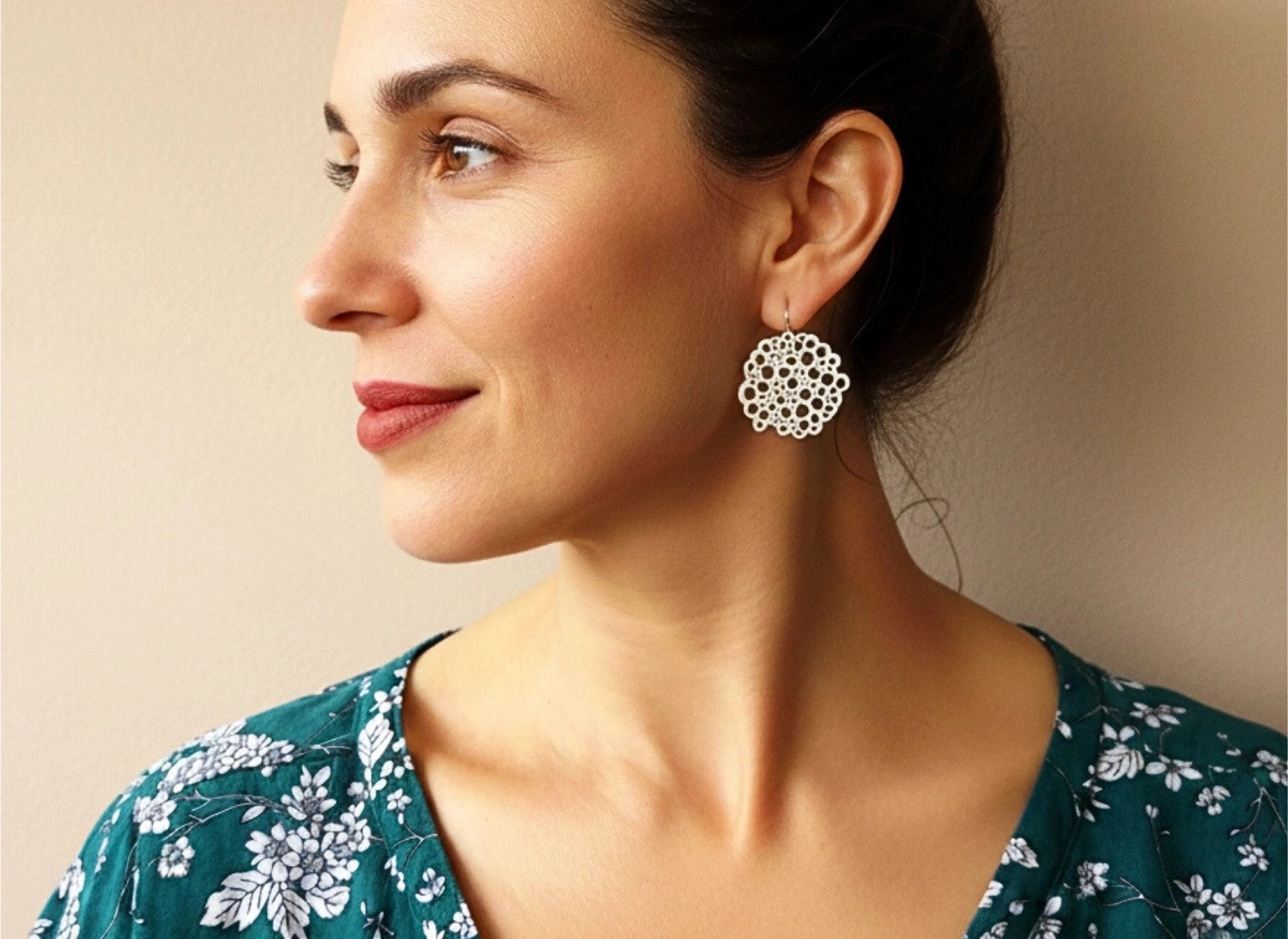 Artistic Circles Silver Dangle Earrings