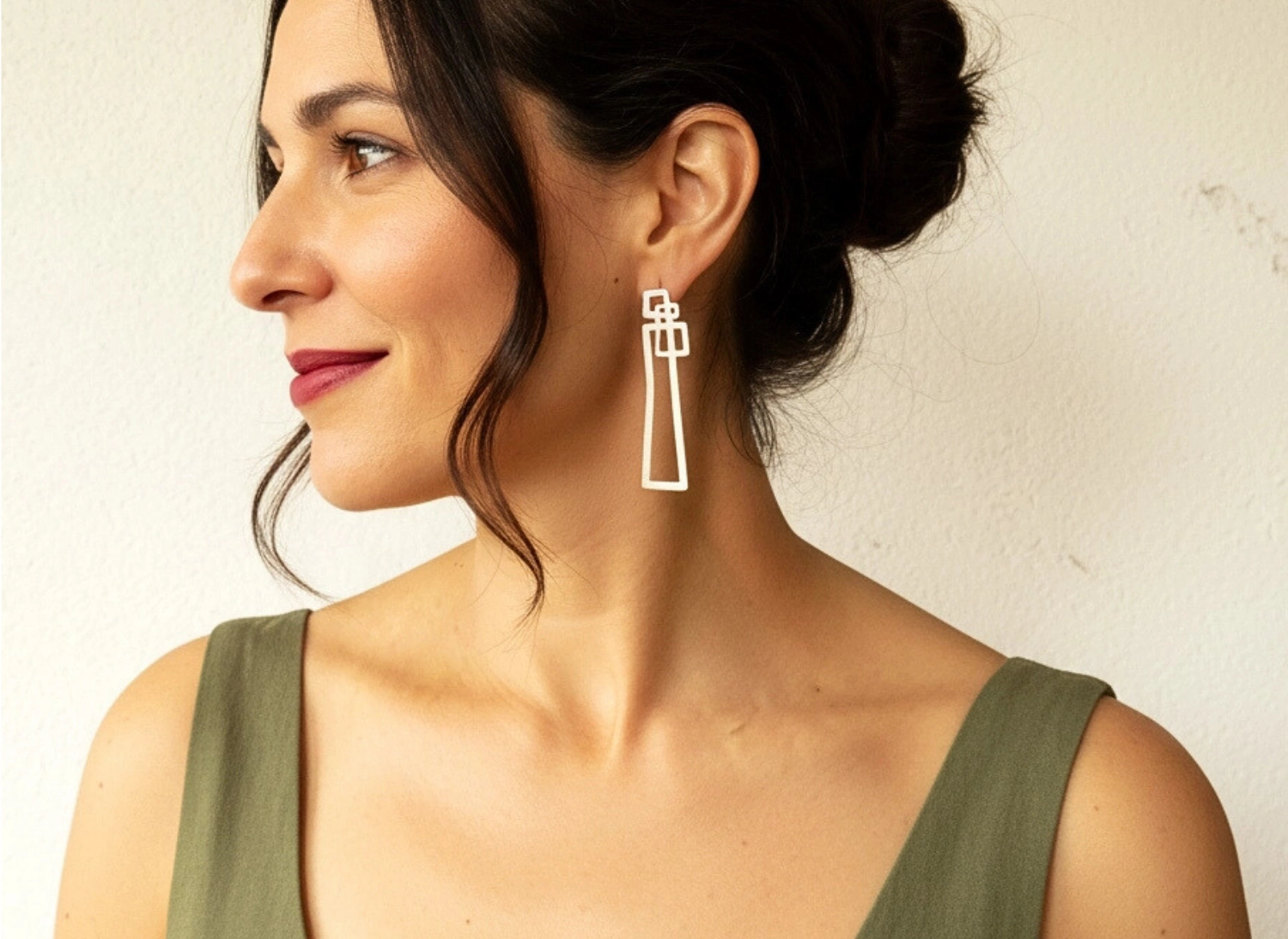 Abstract Line Silver Dangle Earrings