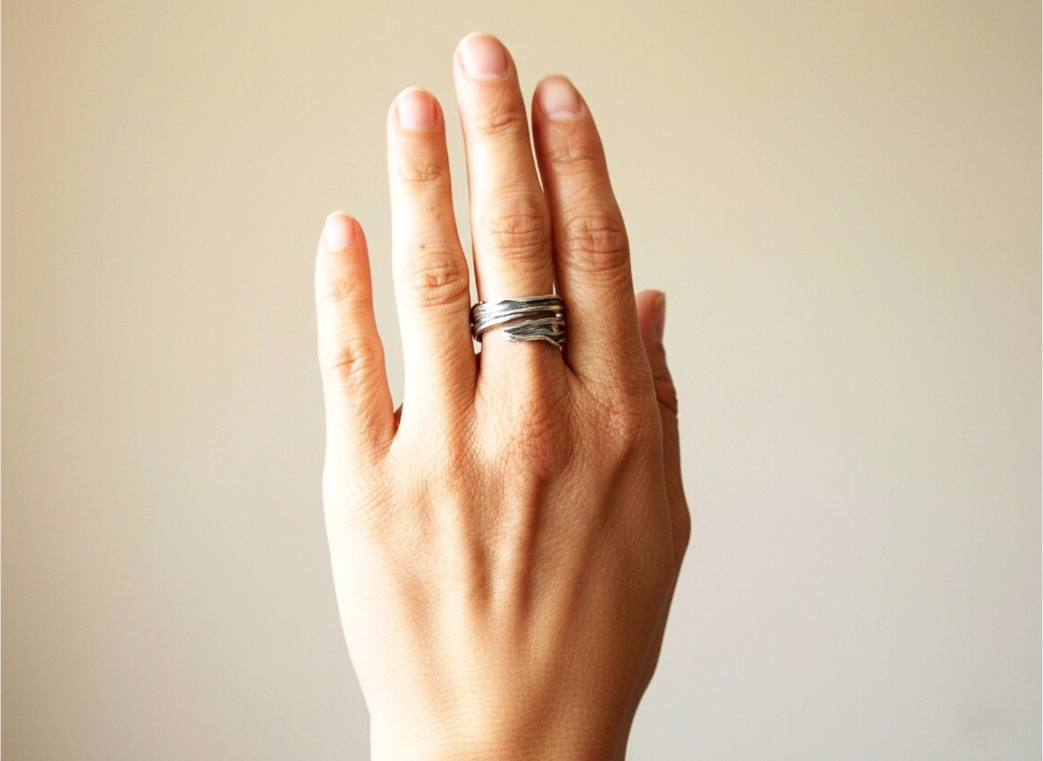 Adjustable Organic Silver Ring