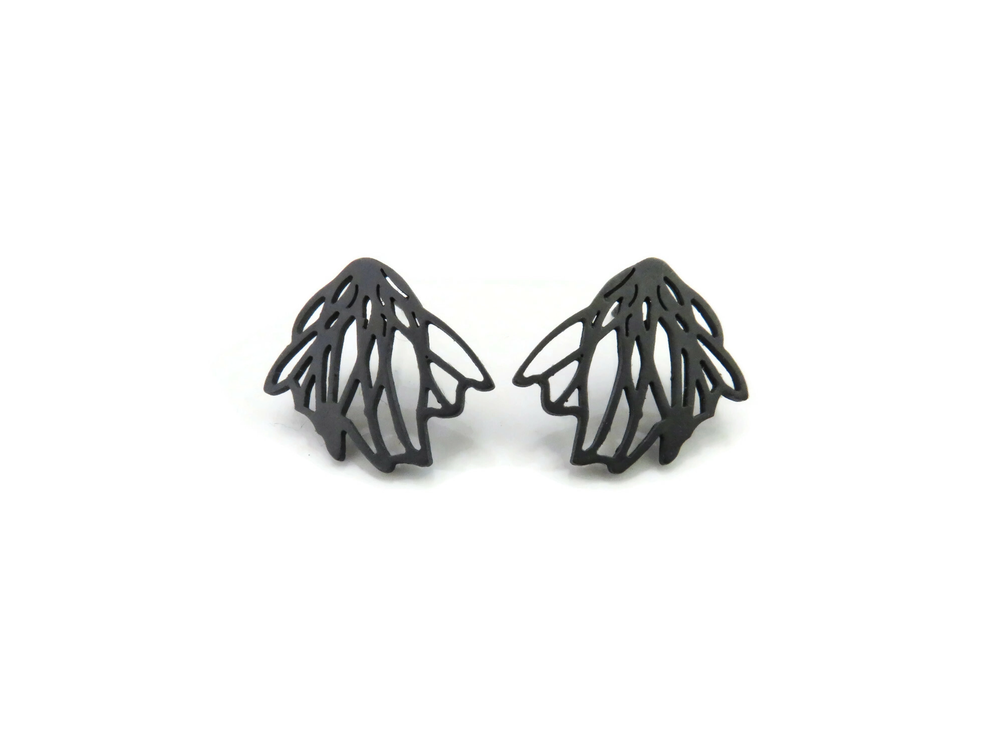 Floral Oxidized Silver Stud Earrings