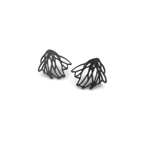 Floral Oxidized Silver Stud Earrings
