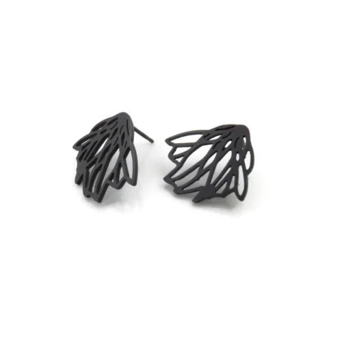 Floral Oxidized Silver Stud Earrings