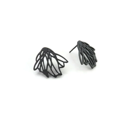 Floral Oxidized Silver Stud Earrings