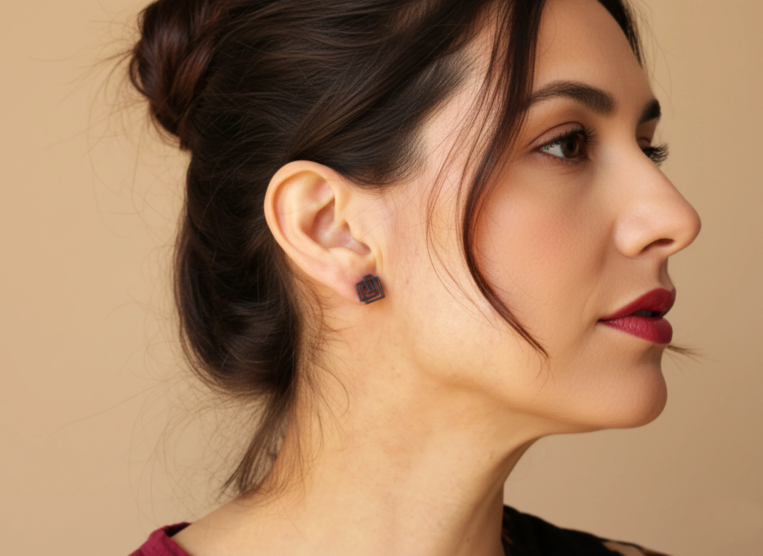 Small Geometric Oxidized Silver Earrings