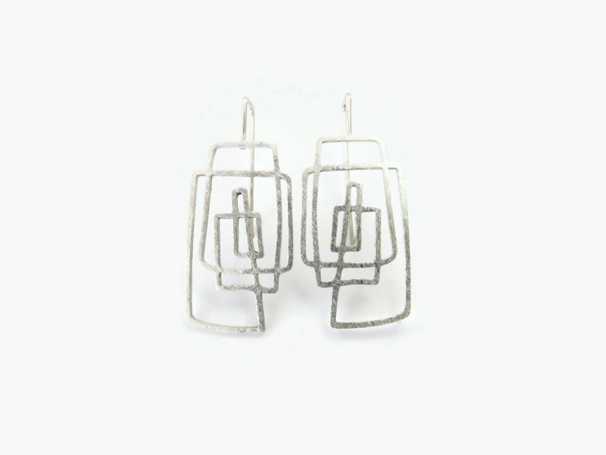 Lineal Silver Dangle Earrings