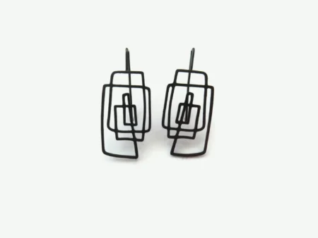 Lineal Oxidized Silver Dangle Earrings
