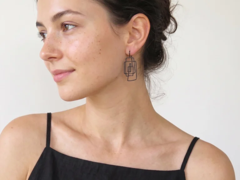Lineal Oxidized Silver Dangle Earrings