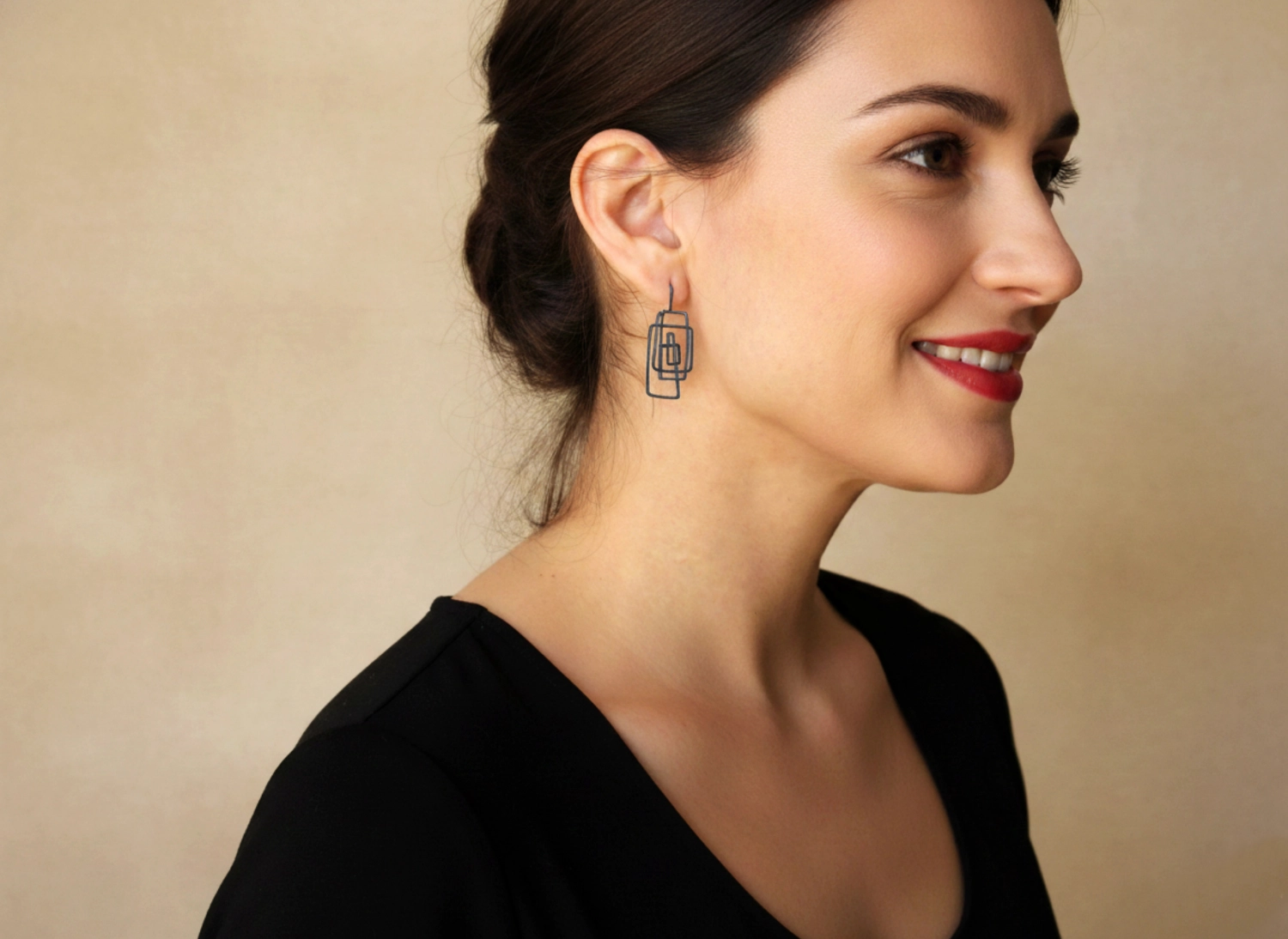 Lineal Oxidized Silver Dangle Earrings