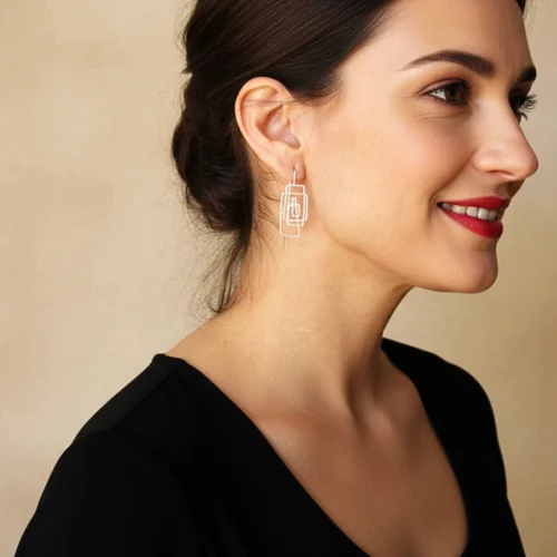 Lineal Silver Dangle Earrings