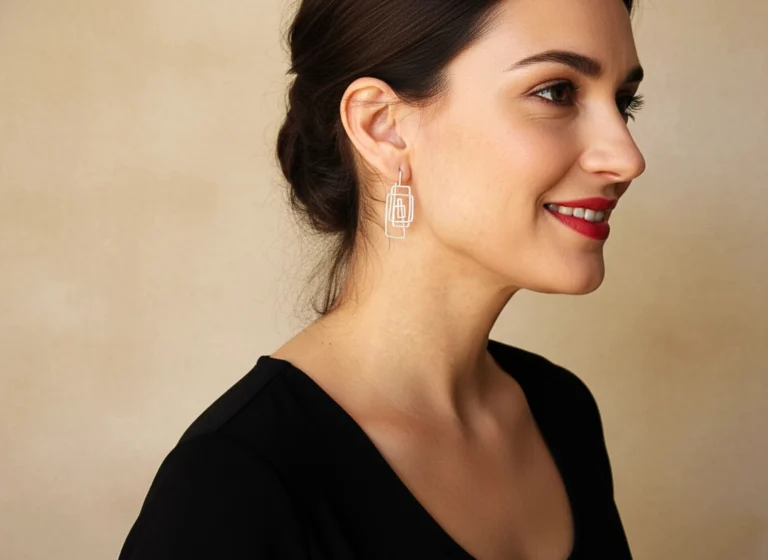 Lineal Silver Dangle Earrings