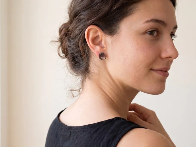 Small Geometric Oxidized Silver Earrings