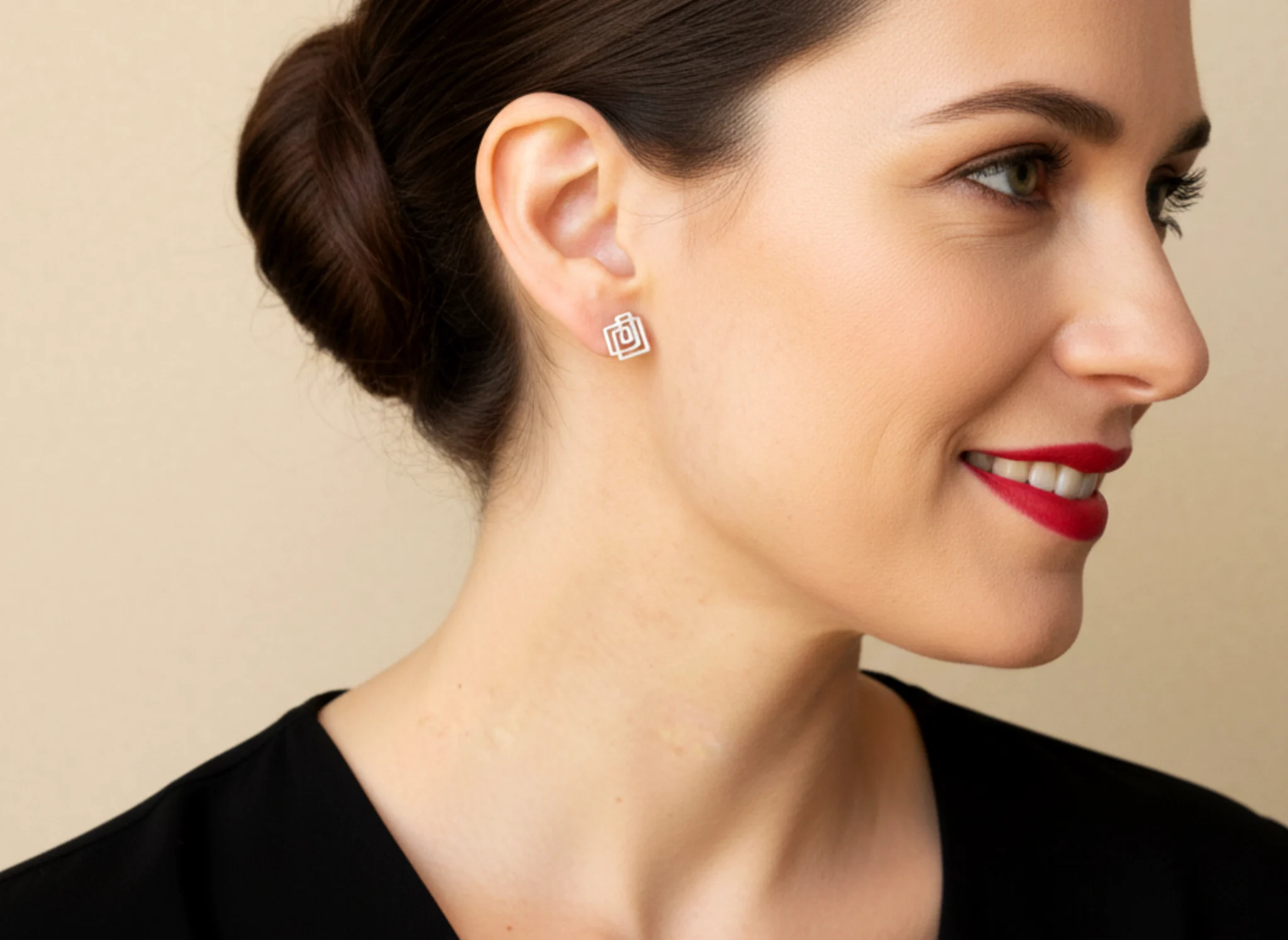 Architectural Silver Stud Earrings