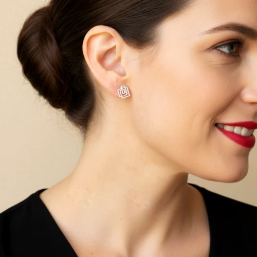 Architectural Silver Stud Earrings