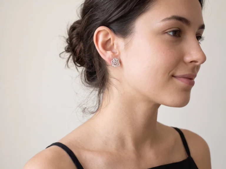 Architectural Silver Stud Earrings
