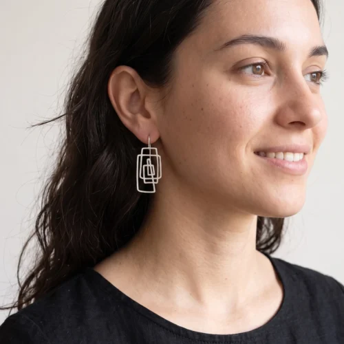 Lineal Silver Dangle Earrings