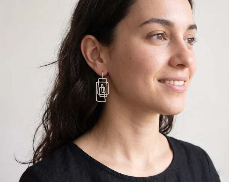 Lineal Silver Dangle Earrings