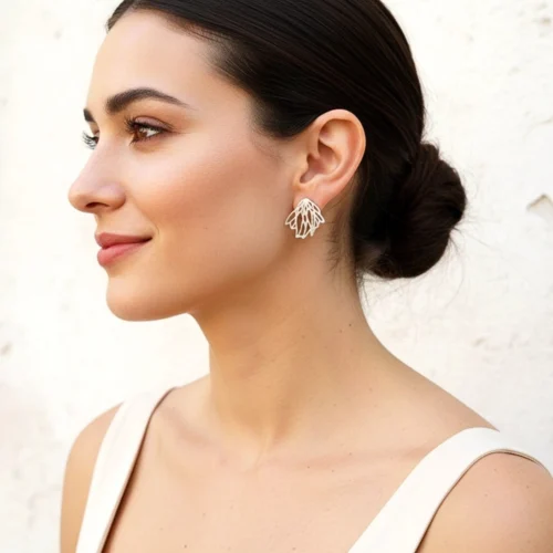 Floral Silver Stud Earrings