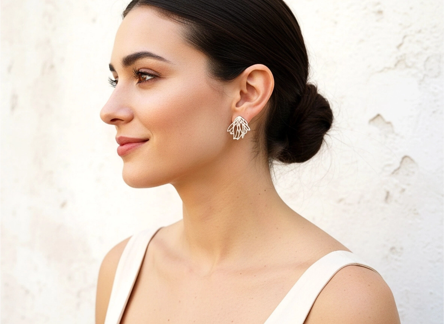 Floral Silver Stud Earrings