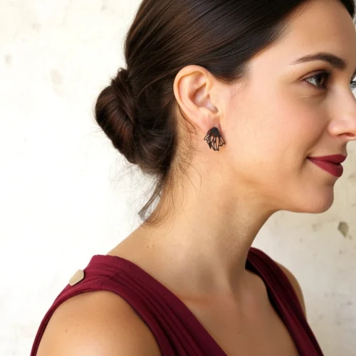 Floral Oxidized Silver Stud Earrings