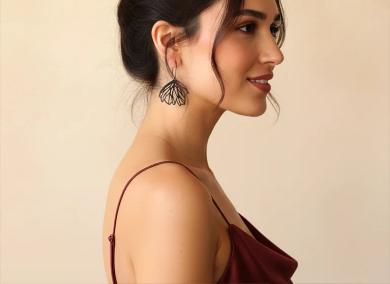 Floral Large Oxidized Silver Earrings
