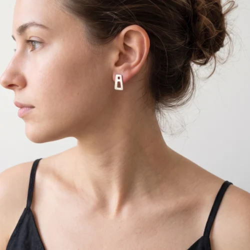 Matte Silver Unmatched Stud Earrings