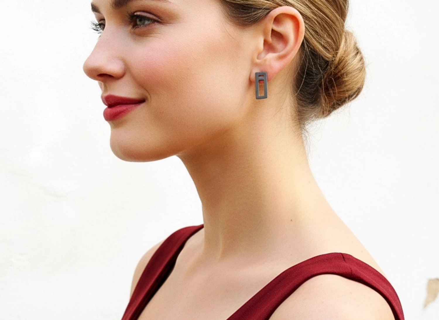 Asymmetrical Oxidized Silver Stud Earrings