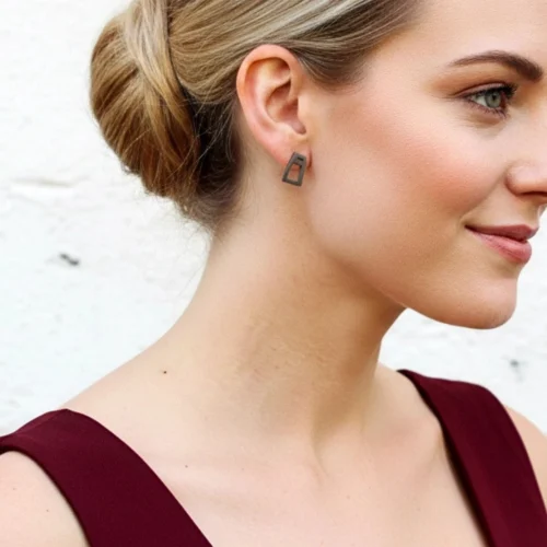 Mismatched Oxidized Silver Stud Earrings