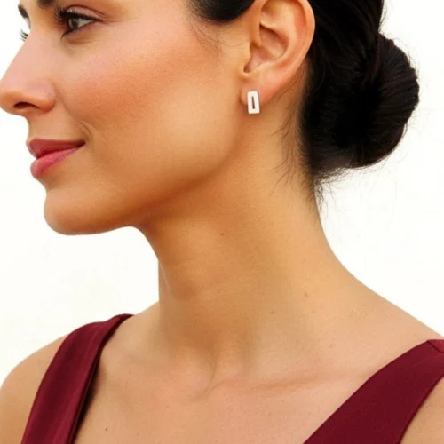 Uneven Square Silver Stud Earrings