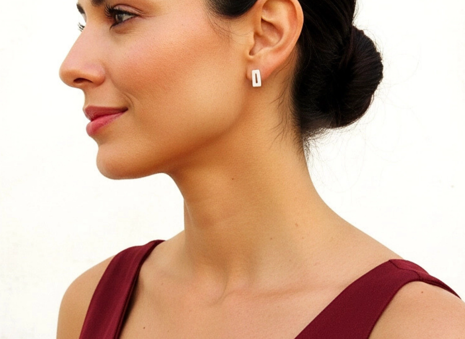 Uneven Square Silver Stud Earrings