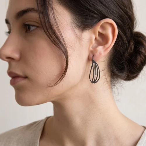 Organic Design Oxidized Silver Dangle Earrings