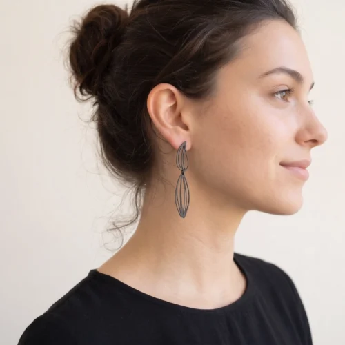 Botanical Oxidized Silver Drop Earrings