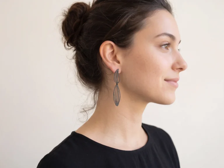 Botanical Oxidized Silver Drop Earrings
