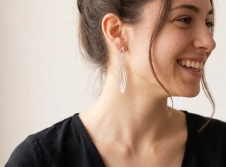 Botanical Design Silver Drop Earrings