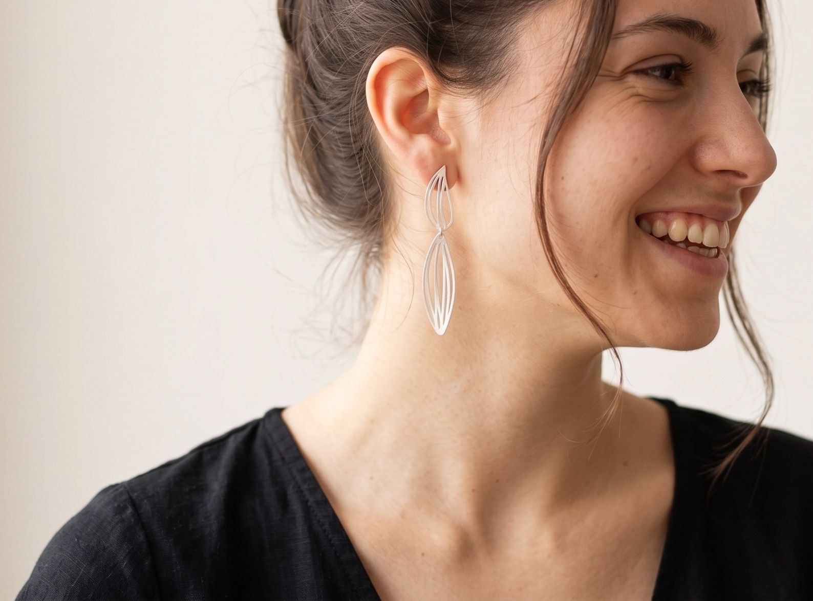 Botanical Design Silver Drop Earrings