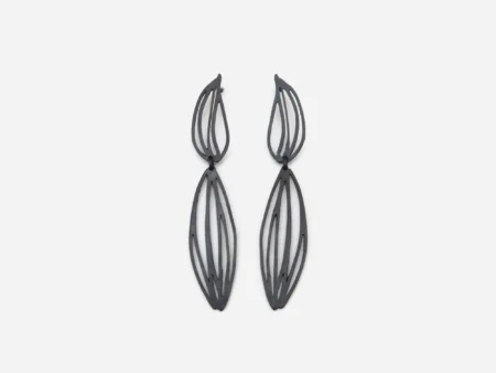 Botanical Oxidized Silver Drop Earrings