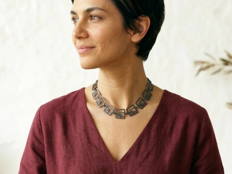 Modernist Oxidized Silver Necklace