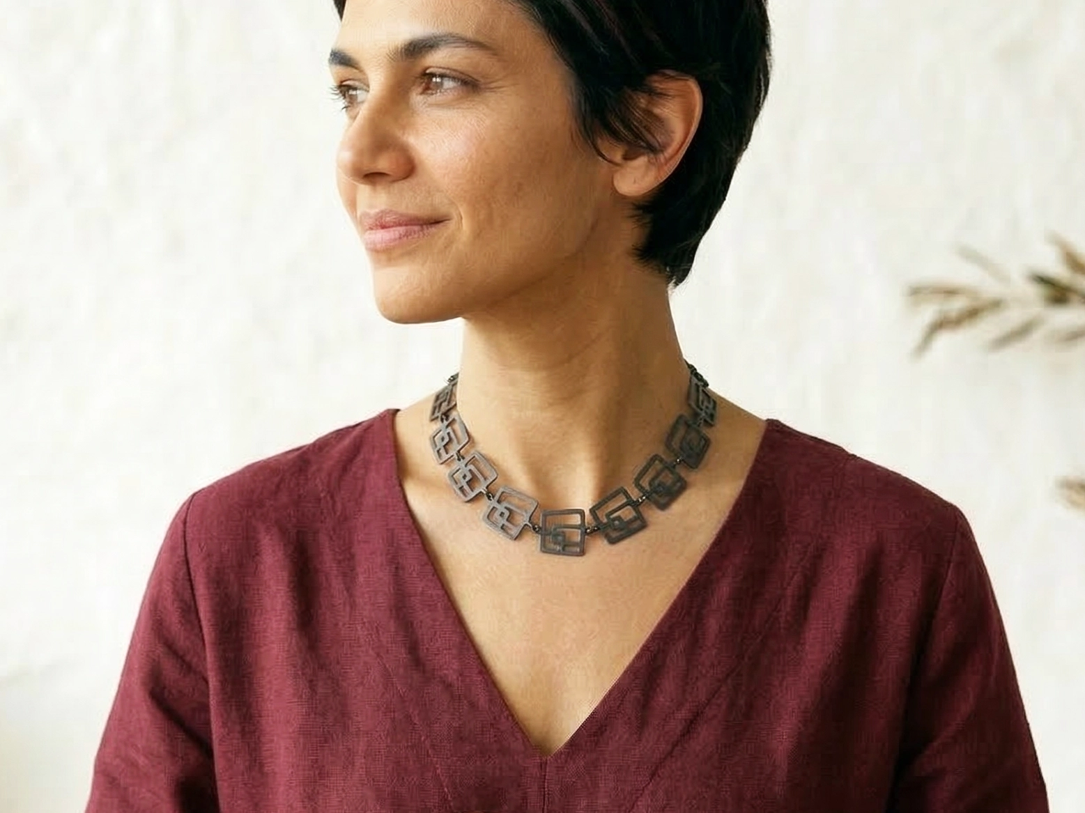 Modernist Oxidized Silver Necklace