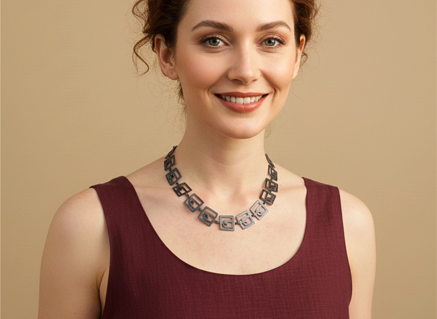 Modernist Oxidized Silver Necklace