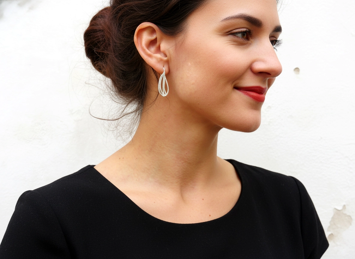 Natural Design Silver Dangle Earrings