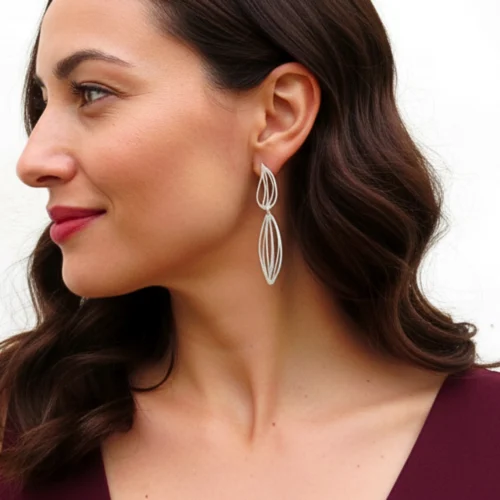 Botanical Design Silver Drop Earrings