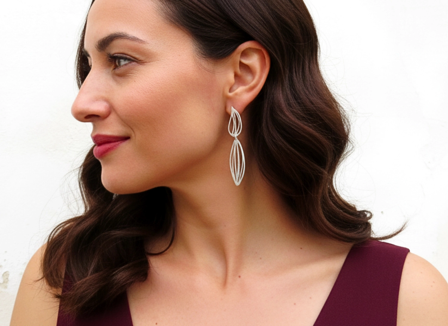 Botanical Design Silver Drop Earrings