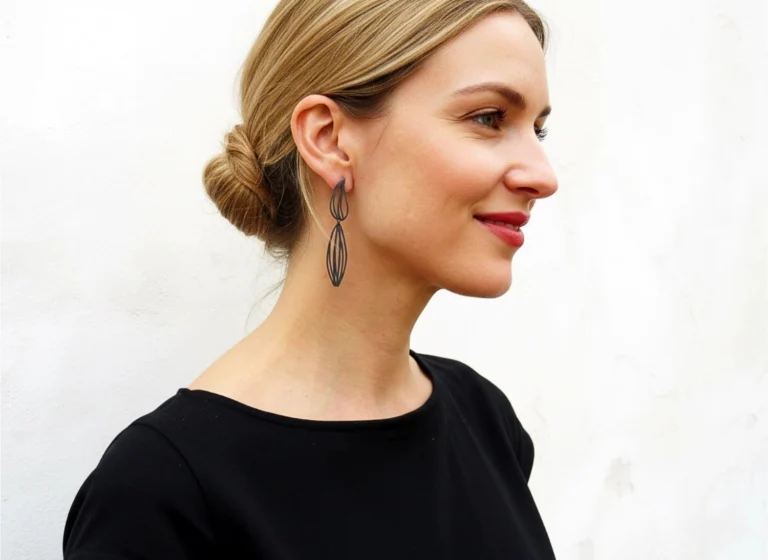Botanical Oxidized Silver Drop Earrings